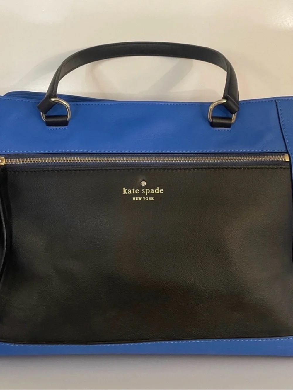 Rare limited edition kate spade Black and Blue Leather Top-Handle Tote